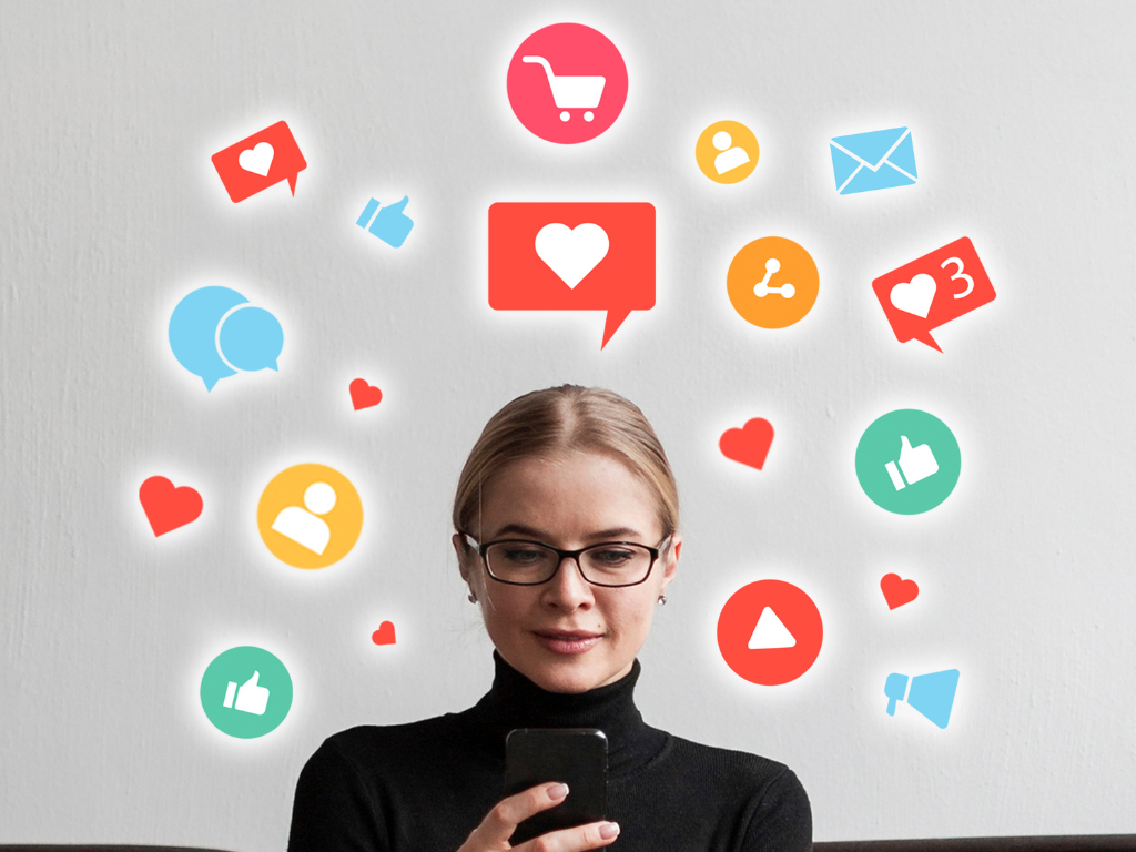 woman is using phone for social media